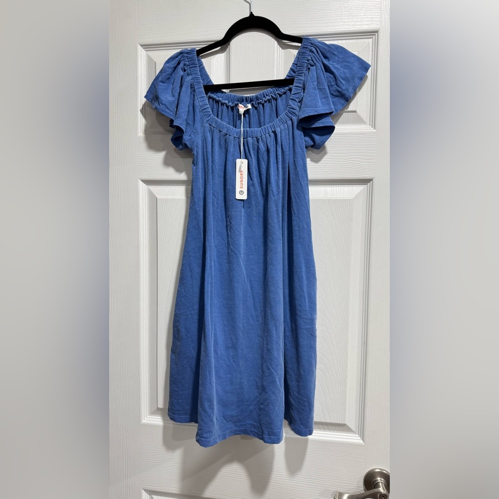 Blue Ruffle Sleeve Dress - Picture 4 of 5